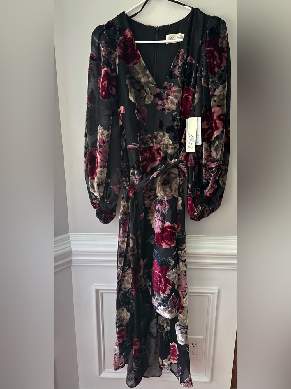 Eliza J Floral Burnout Long Sleeve High-Low Dress Size 8